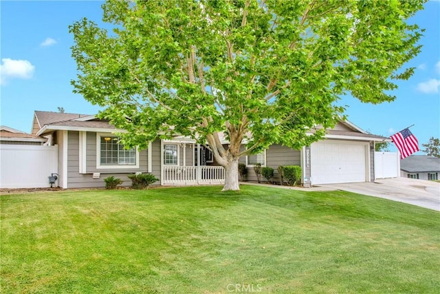 12778 Desert Creek Cir, Victorville, CA 92395 - view of property hidden behind natural elements with concrete driveway, a garage, and covered porch