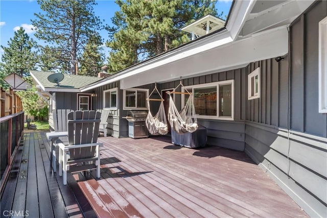 30955 Scenic Way, Running Springs, CA 92382 - wooden terrace with a grill