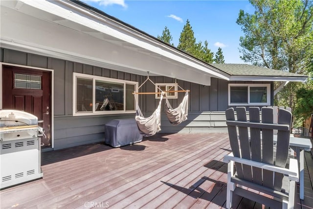 30955 Scenic Way, Running Springs, CA 92382 - wooden deck featuring grilling area