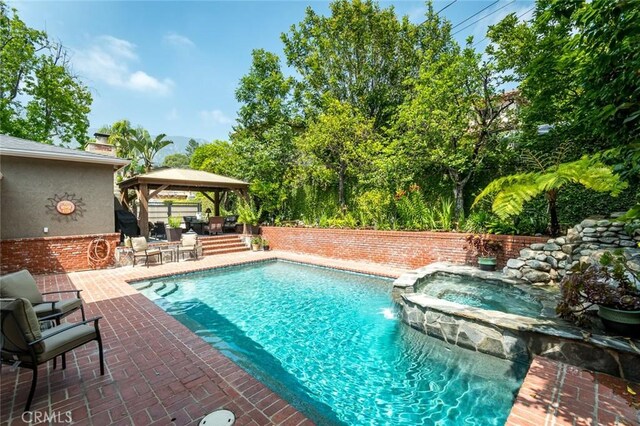 2410 W Cinco Casitas Ln, La Crescenta, CA 91214 - view of swimming pool featuring a gazebo, a patio area, and a pool with connected hot tub