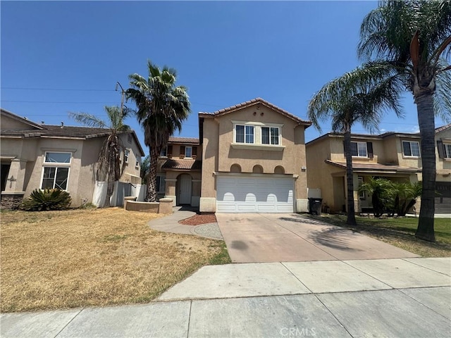 531 Corte, San Pablo, Perris, CA 92571 - view of front of house featuring driveway, stucco siding, a garage, and a tile roof