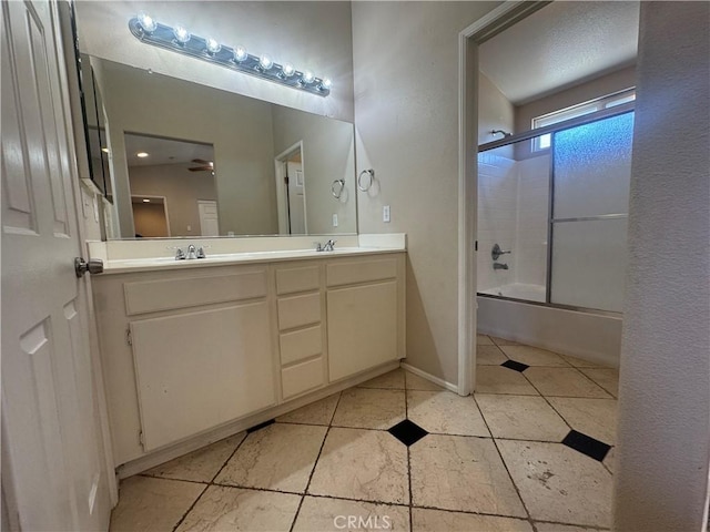 531 Corte, San Pablo, Perris, CA 92571 - bathroom with double vanity, shower / bath combination with glass door, and tile patterned flooring