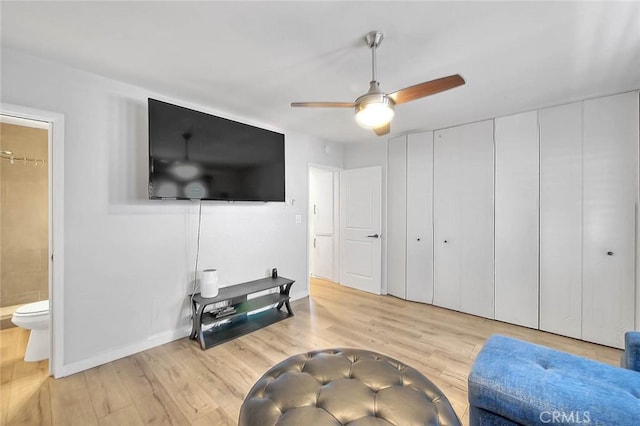 810 Edgewood St Unit 302, Inglewood, CA 90302 - living room with ceiling fan, light wood-type flooring, and baseboards
