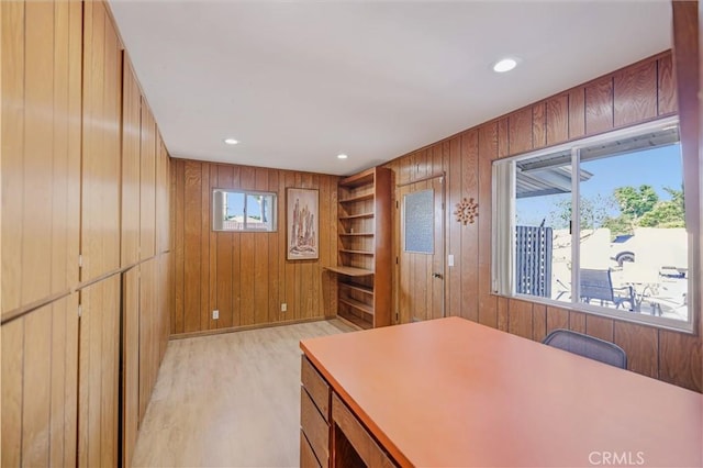 14242 Clarissa Ln, North Tustin, CA 92705 - office space featuring wood walls, light wood finished floors, and recessed lighting