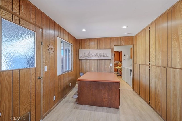 14242 Clarissa Ln, North Tustin, CA 92705 - office featuring wooden walls, light wood-style flooring, and recessed lighting