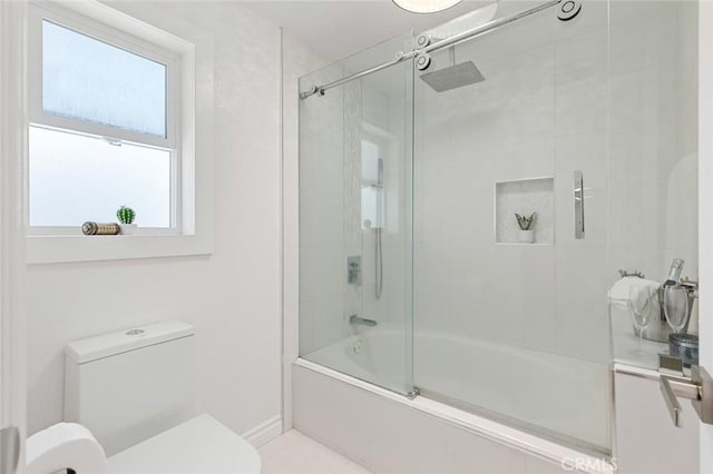 2160 S Hammatt, Anaheim, CA 92802 - full bath with toilet, bath / shower combo with glass door, and tile patterned floors