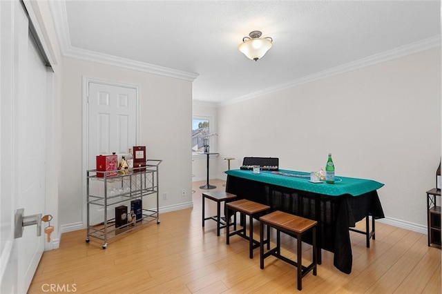 2160 S Hammatt, Anaheim, CA 92802 - dining space featuring light wood-style flooring, ornamental molding, and baseboards