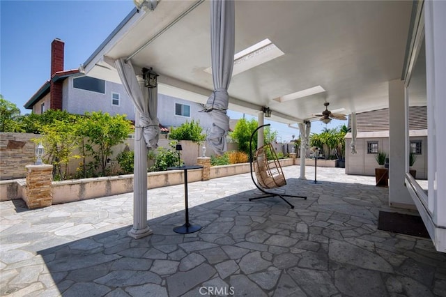 2160 S Hammatt, Anaheim, CA 92802 - fenced backyard with a patio and a ceiling fan