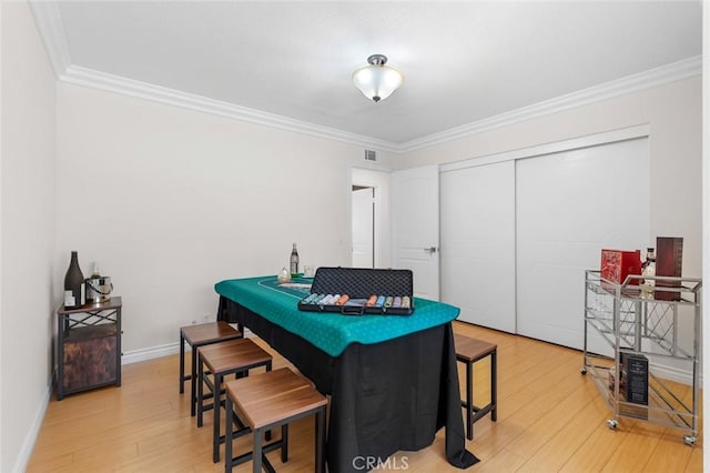 2160 S Hammatt, Anaheim, CA 92802 - office area featuring light wood finished floors, crown molding, and baseboards