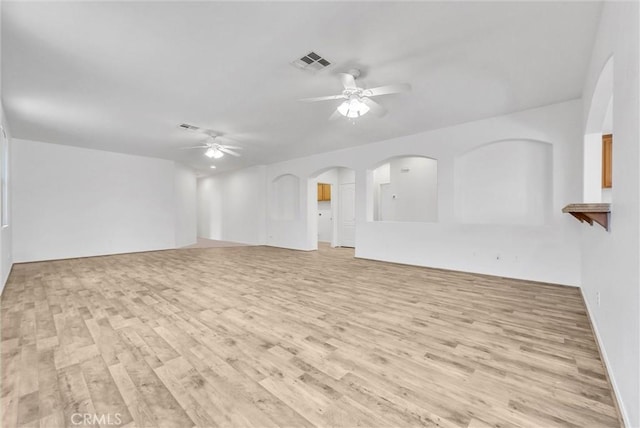 1760 Terrace Ave, Colton, CA 92324 - unfurnished living room featuring light wood finished floors and ceiling fan
