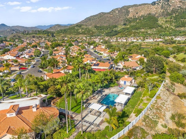 3374 Avocado Vista Ln, Fallbrook, CA 92028 - aerial view of residential area featuring a pool and a mountainous background