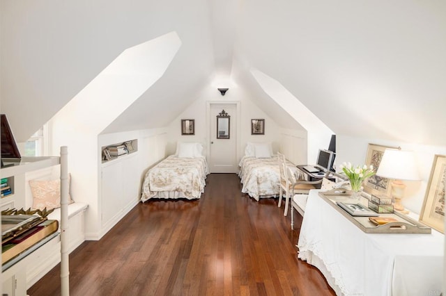 7716 Lookout Dr, La Jolla, CA 92037 - bedroom with dark wood finished floors and lofted ceiling