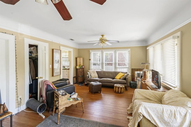 321 E Meda Ave, Glendora, CA 91741 - living room with ceiling fan and wood finished floors