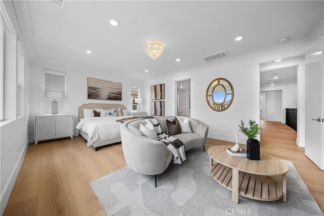 72 Crater, Irvine, CA 92618 - bedroom featuring light wood-type flooring, baseboards, recessed lighting, and ornamental molding