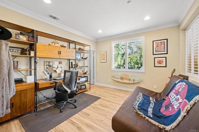 2185 Twain Ave, Carlsbad, CA 92008 - office space with wood finished floors, crown molding, recessed lighting, and baseboards