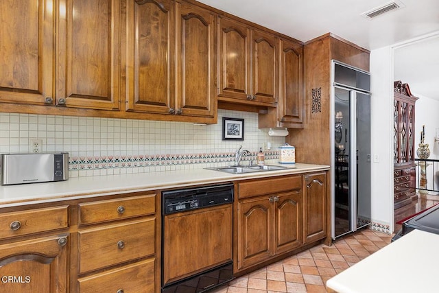 848 S Orange Grove Blvd, Pasadena, CA 91105 - kitchen with paneled dishwasher, a sink, high end fridge, and light countertops