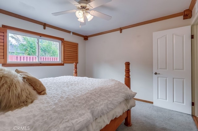 2818 W 166th St, Torrance, CA 90504 - bedroom featuring ornamental molding, carpet floors, and ceiling fan