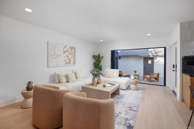 3852 Bledsoe Ave, Los Angeles, CA 90066 - living room featuring light wood-style floors, recessed lighting, and baseboards