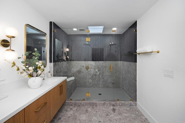 3852 Bledsoe Ave, Los Angeles, CA 90066 - full bathroom with vanity, walk in shower, and baseboards