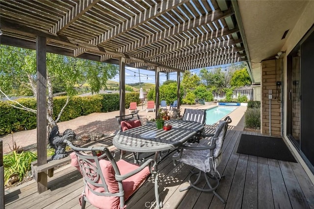 6058 Joan Pl, San Luis Obispo, CA 93401 - deck featuring a pergola, outdoor dining space, and a fenced backyard