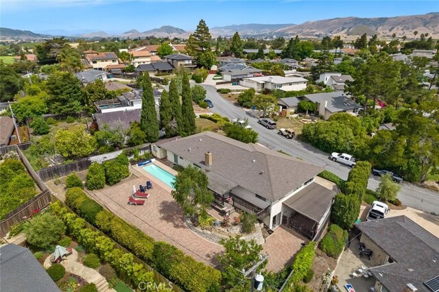 6058 Joan Pl, San Luis Obispo, CA 93401 - aerial view of residential area with a mountainous background and a pool