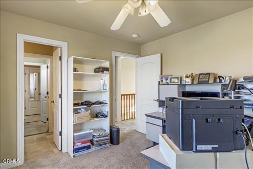 26941 Stirrup Way, Tehachapi, CA 93561 - home office featuring ceiling fan and light carpet