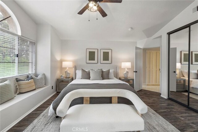 21011 Marin Unit 103, Lake Forest, CA 92630 - bedroom with multiple windows, wood finished floors, and ceiling fan