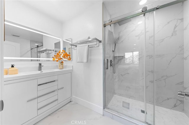 11636 Lambert Ave Unit 12, El Monte, CA 91732 - full bath with marble look tiles, vanity, and a marble finish shower