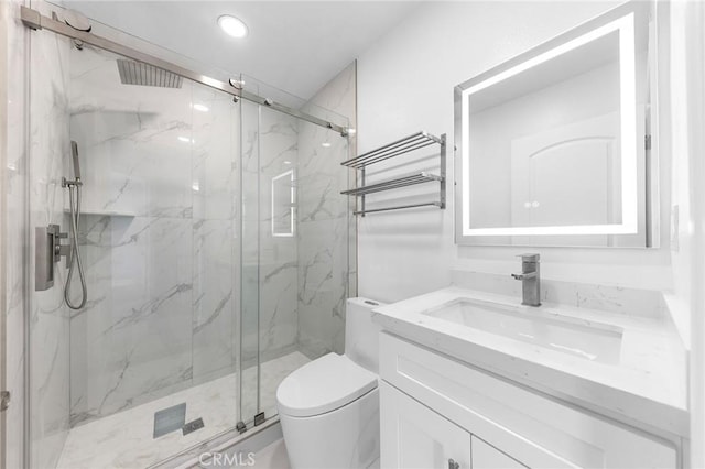 11636 Lambert Ave Unit 12, El Monte, CA 91732 - bathroom with vanity, a marble finish shower, and recessed lighting