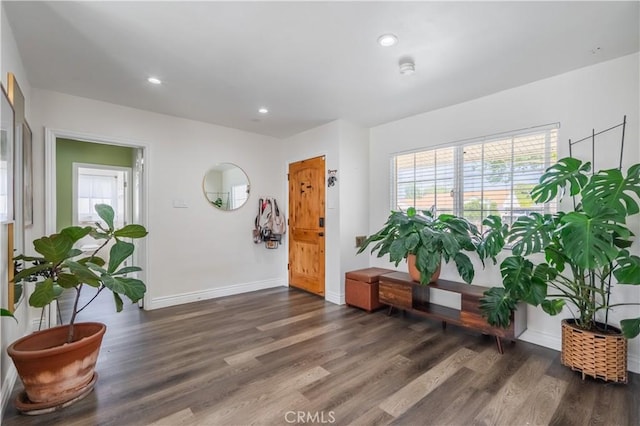 9551 Barkerville Ave, Whittier, CA 90605 - foyer with plenty of natural light, wood finished floors, recessed lighting, and baseboards