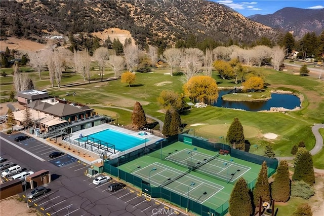 2320 Maplewood Way, Pine Mountain Club, CA 93222 - aerial view of a water and mountain view and a golf course