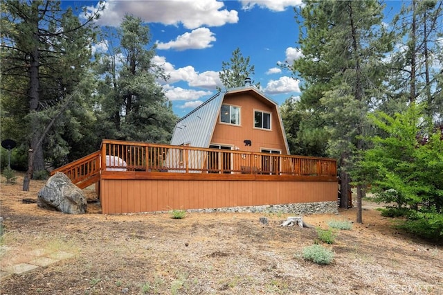 2320 Maplewood Way, Pine Mountain Club, CA 93222 - rear view of house featuring a gambrel roof and a wooden deck
