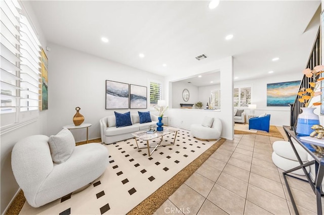 11867 Worcester Dr, Rancho Cucamonga, CA 91730 - living room featuring light tile patterned floors and recessed lighting
