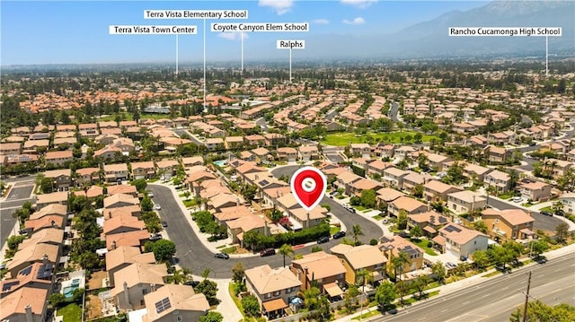 11867 Worcester Dr, Rancho Cucamonga, CA 91730 - aerial overview of property's location featuring nearby suburban area