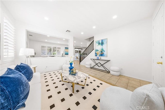 11867 Worcester Dr, Rancho Cucamonga, CA 91730 - living room featuring stairway and recessed lighting