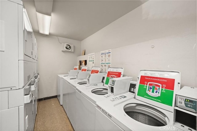 950 N Kings Rd Unit 160, West Hollywood, CA 90069 - community laundry featuring stacked washer / dryer and washing machine and clothes dryer