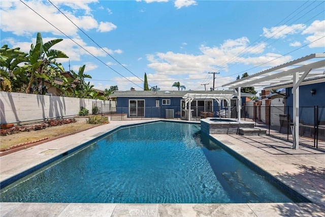5345 Kenwood Ave, Buena Park, CA 90621 - view of swimming pool featuring a pergola, a pool with connected hot tub, and a patio area