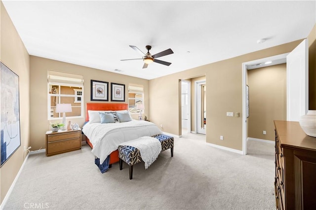 103 Sparrow, Irvine, CA 92618 - bedroom with light carpet, baseboards, and a ceiling fan