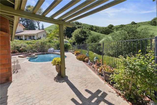 2482 Limestone Ct, Chino Hills, CA 91709 - view of swimming pool featuring a pergola, a fenced backyard, a pool with connected hot tub, and a patio area