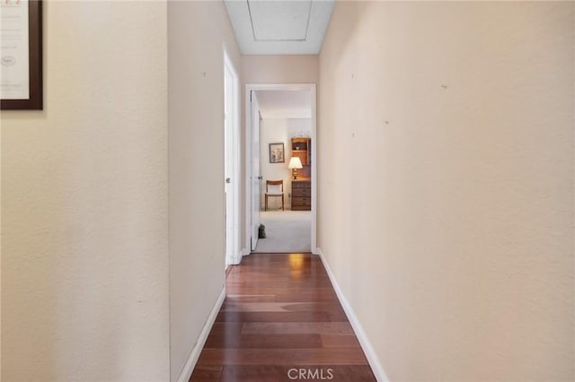 2482 Limestone Ct, Chino Hills, CA 91709 - corridor featuring wood finished floors, baseboards, and attic access