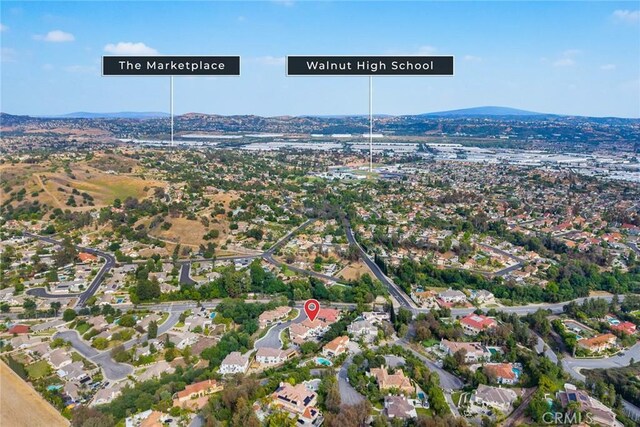 1279 Waterbrook Cir, Walnut, CA 91789 - aerial view of property and surrounding area with a mountain backdrop