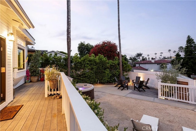 425 Tustin Ave, Newport Beach, CA 92663 - wooden terrace with a fire pit