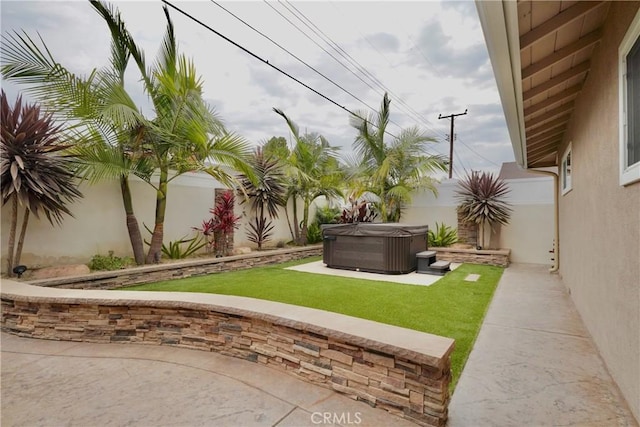 7642 Rhone Ln, Huntington Beach, CA 92647 - view of yard with a hot tub and a patio area