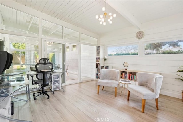 1721 S 3rd Ave, Arcadia, CA 91006 - sunroom featuring beam ceiling, plenty of natural light, and a chandelier
