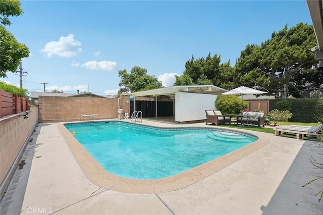 1721 S 3rd Ave, Arcadia, CA 91006 - view of pool with a patio area, a fenced backyard, and a diving board