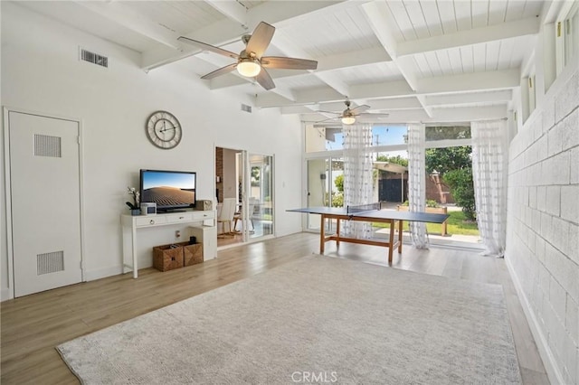 1721 S 3rd Ave, Arcadia, CA 91006 - living room with a ceiling fan, wood finished floors, and beam ceiling