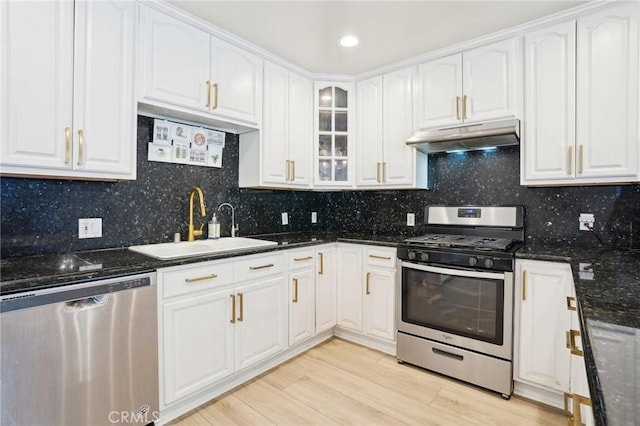 1721 S 3rd Ave, Arcadia, CA 91006 - kitchen with appliances with stainless steel finishes, under cabinet range hood, and white cabinetry