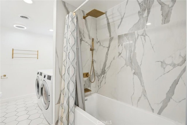 1721 S 3rd Ave, Arcadia, CA 91006 - full bathroom featuring independent washer and dryer, a combined bath / shower with marble appearance, and vanity