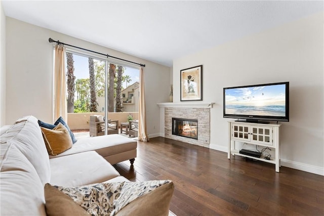 3 Fleurance St, Laguna Niguel, CA 92677 - living room with wood-type flooring and a stone fireplace