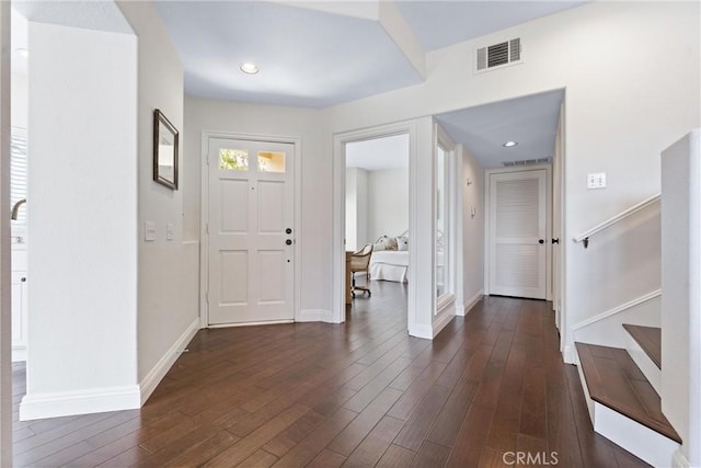 3 Fleurance St, Laguna Niguel, CA 92677 - entryway with dark wood finished floors and stairway